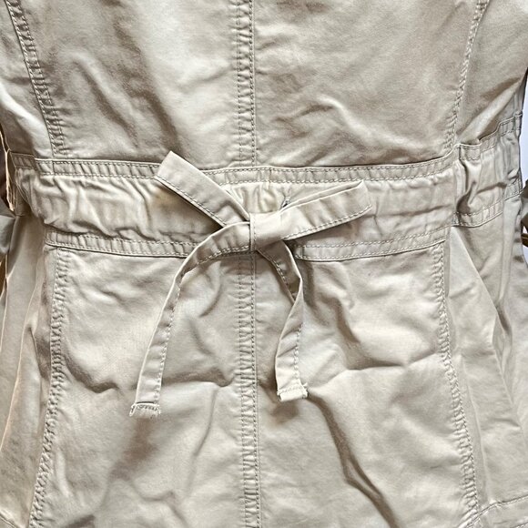 Ann Taylor Safari Style Jacket Khaki‎ Roll Up Sleeves Cargo Pockets Medium  NWT - Picture 7 of 12